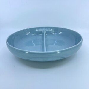 vintage russel wright “iroquois” casual dining divided serving dish ice blue mcm